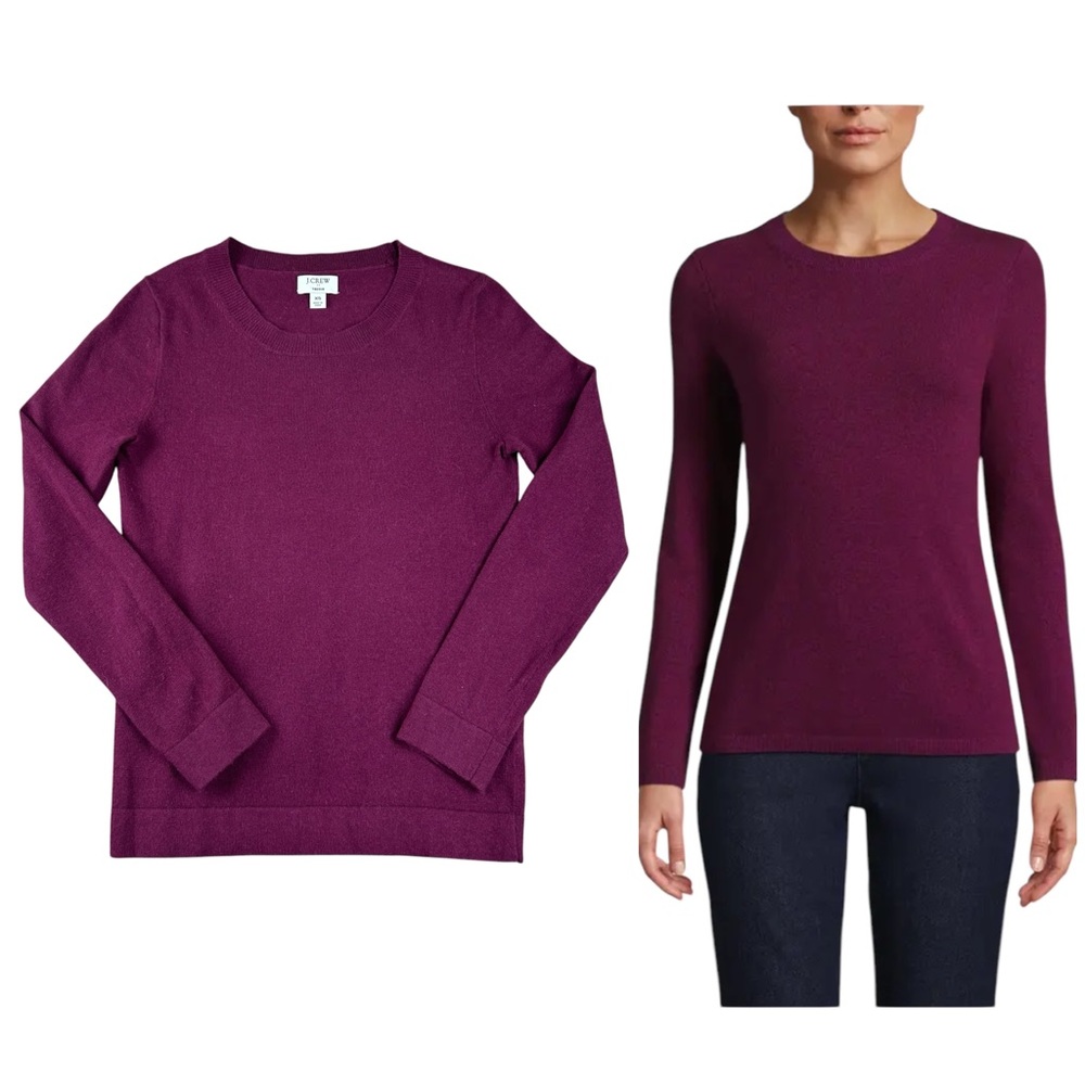 J. Crew Womens Wool Blend Sweater XS Burgundy Crew Neck Luxury Preppy Academia